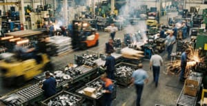 Factory floor representing contract manufacturing cost risks for PE-backed companies